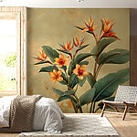 Wall murals Plant with orange flowers and leaves