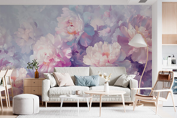Group of flowers on a white background Wall murals Group of flowers on a white background