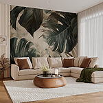 Wall murals Monochrome Leaves Mingle Elegantly