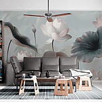 Wall murals Elegant dance of serene lotuses.
