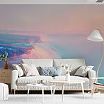 Wall murals Beach with a pink and blue sky