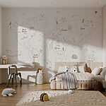 Wall murals Map of the world with animals