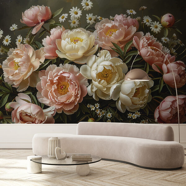 Wall mural Bouquet of pink and white flowers