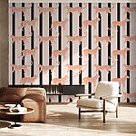 Wall murals Pattern of orange cheetahs on a black and white striped background