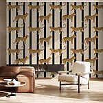 Wall murals Pattern of cheetahs on a striped background