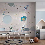 Wall murals Cartoon of astronauts on the moon