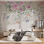 Wall murals Painting of flowers and butterflies