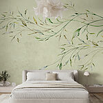 Wall murals Painting of a branch with leaves
