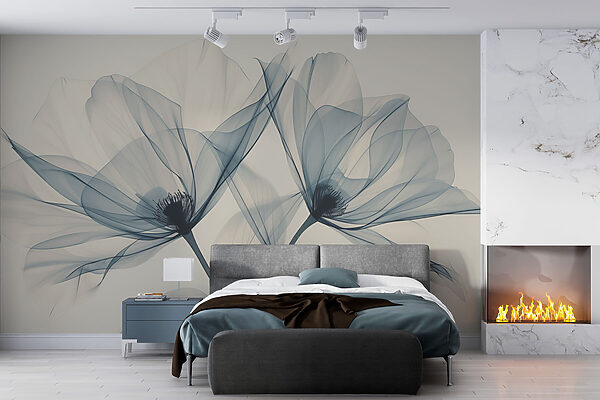 Ethereal Elegance in Monochrome Petals Wall murals Ethereal Elegance in Monochrome Petals