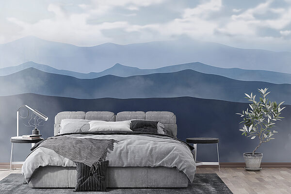 Mountain range with clouds Wall murals Mountain range with clouds