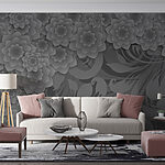 Wall murals Grey and white floral design