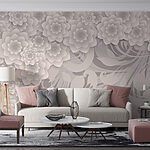 Wall murals Elegant monochrome floral pattern design.