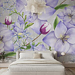 Wall murals Delicate Florals on Gray Canvas