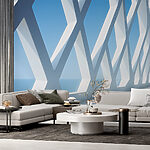 Wall murals White wall with many windows
