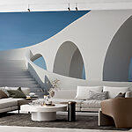 Wall murals White staircase with arches
