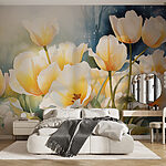 Wall murals Painting of white flowers