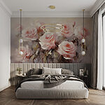 Wall murals Painting of pink roses