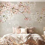 Wall murals Spring Blossoms Over Vintage Pattern