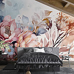 Wall murals Painting of flowers and leaves