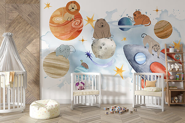 Group of animals in space Wall murals Group of animals in space