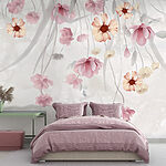 Wall murals Painting of flowers on a white background