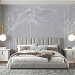 Wall murals White and purple line art