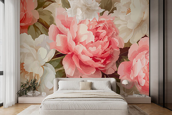 Blossoming Peonies in Soft Hues Wall murals Blossoming Peonies in Soft Hues