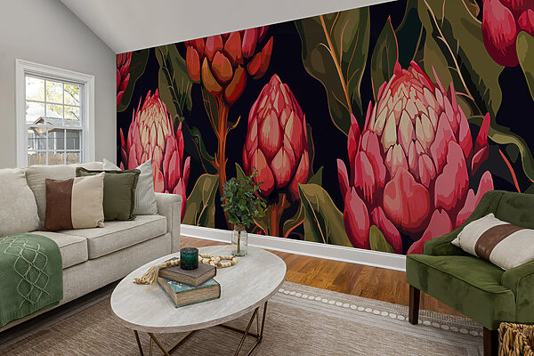 Blooming Proteas in Vibrant Hues Wall murals Blooming Proteas in Vibrant Hues