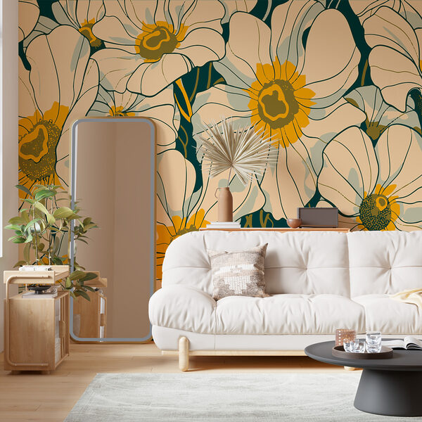 Blooms highlighted by yellow centers Wall murals Blooms highlighted by yellow centers