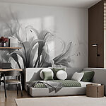 Wall murals Black and white image of flowers