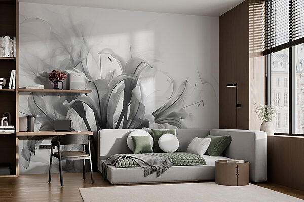 Black and white image of flowers Wall murals Black and white image of flowers