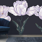 Wall murals Row of white flowers with green leaves