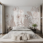 Wall murals Drawing of flowers and leaves