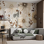 Wall murals Neutral floral dance in beige