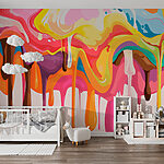 Wall murals Colorful paint dripping down