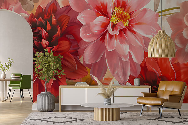 Group of flowers with a blurry background Wall murals Group of flowers with a blurry background
