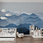 Wall murals Mountain range with fog
