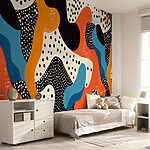 Wall murals Colorful pattern with black dots