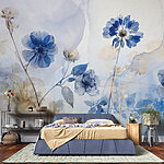 Wall murals Blue and white flowers