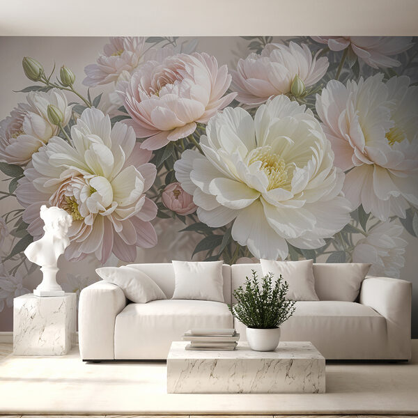 Group of white and pink flowers Wall murals Group of white and pink flowers