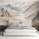 Wall murals River running through a valley of mountains