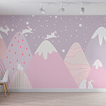 Wall murals Group of rabbits on a mountain