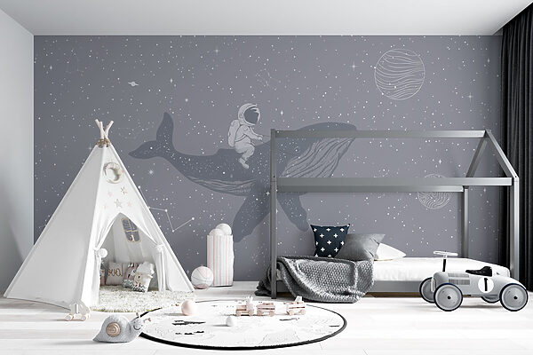Person riding a whale Wall murals Person riding a whale