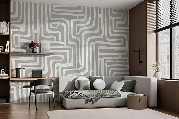 Wall murals Grey and white maze