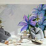 Wall murals Hummingbird amongst vibrant lilies