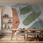 Wall murals Drawing of a woman with eyes and a palm leaf