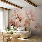Wall murals Painting of leaves on a white surface