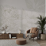 Wall murals Drawing of flowers and leaves