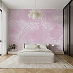 Wall murals Pink roses on a white background