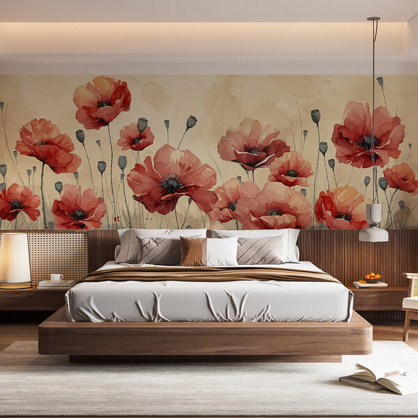 Painting of red flowers Wall murals Painting of red flowers